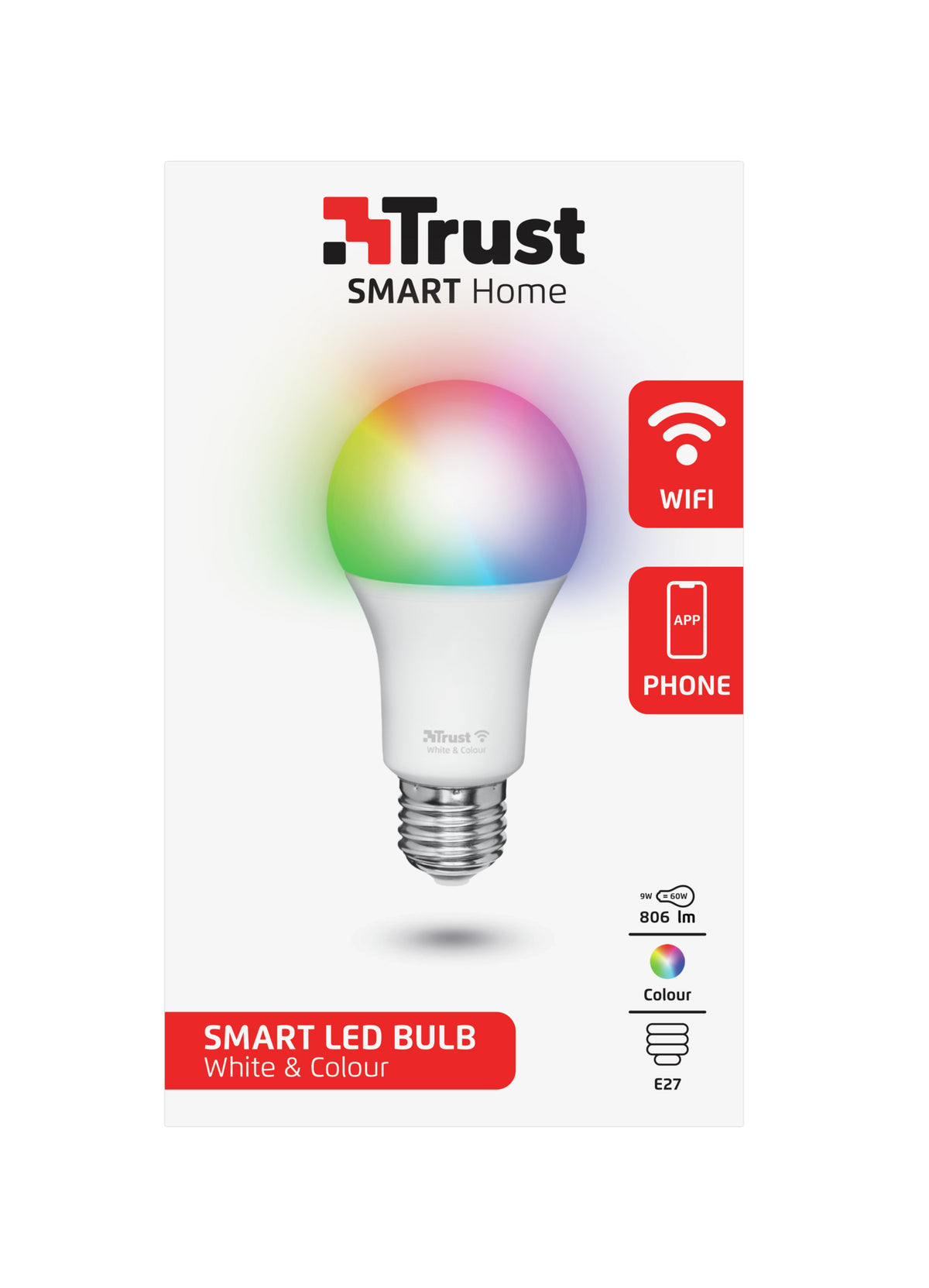 Trust 71281 Ampoule Intelligente Wi-Fi, Blanche