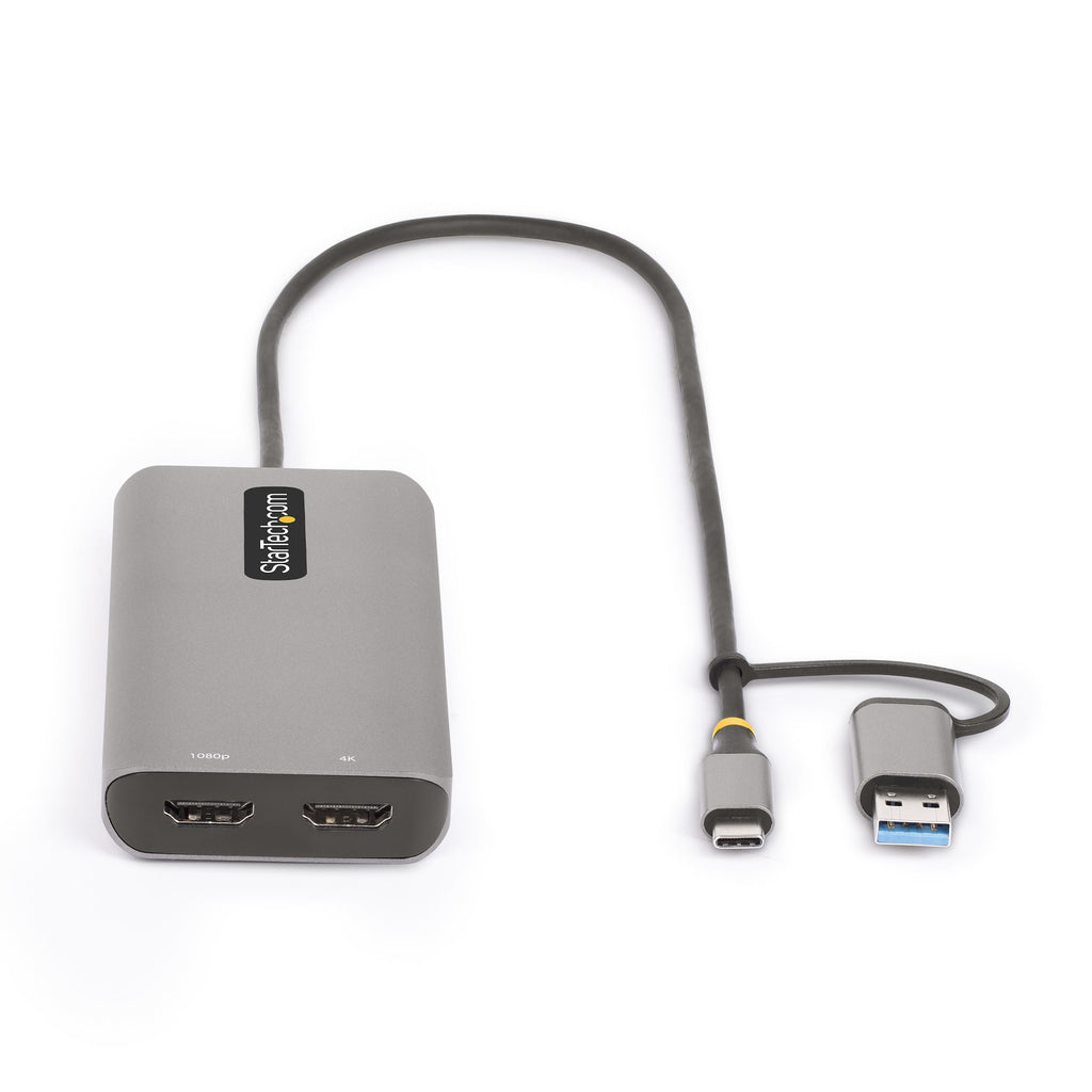 StarTech.com Adaptateur Multiport USB-C et USB-A, Double HDMI 4K30Hz/1080p60Hz, 3x USB-A 5Gbps, Station d'Accueil de Voy