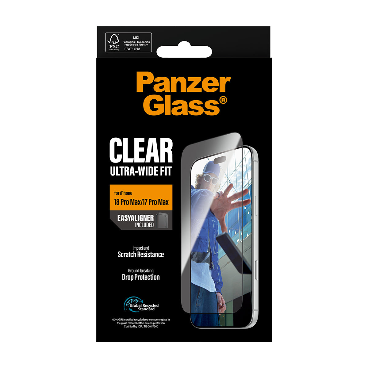 PanzerGlass ® Screen Protector iPhone 2026 Pro Max | 17 Pro Max | Ultra-Wide Fit w. EasyAligner Protection d'écran trans
