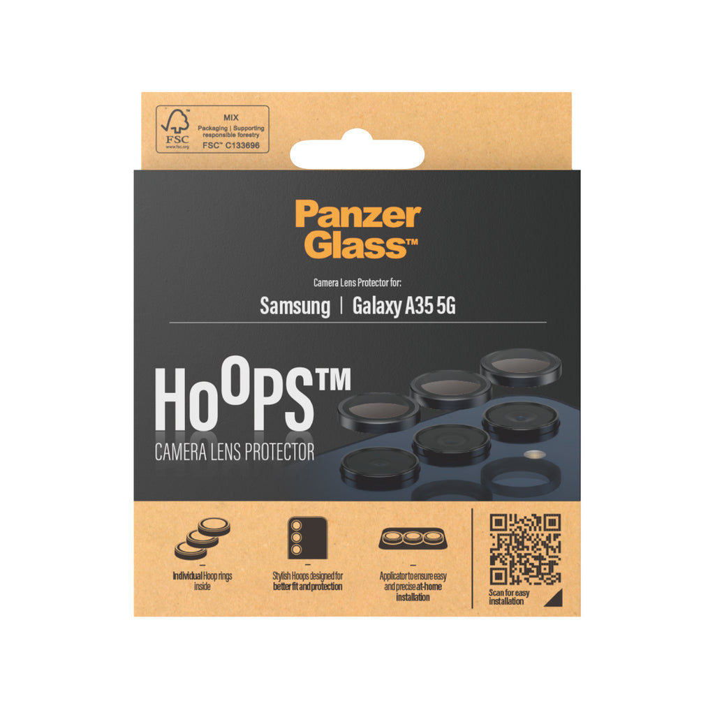 PanzerGlass ® Hoops® Camera Lens Protector Black Samsung Galaxy A35 5G Protection d'écran transparent 1 pièce(s)