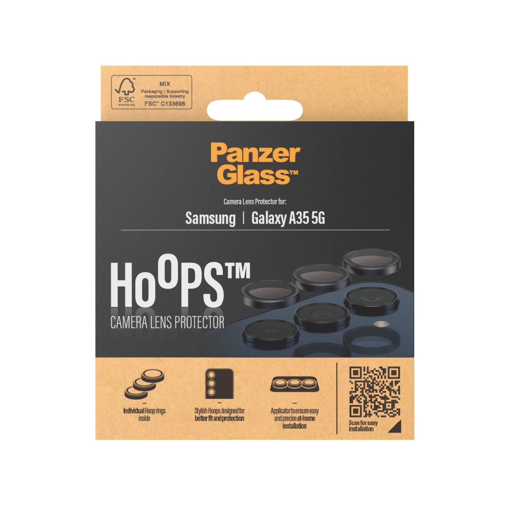 PanzerGlass ® Hoops® Camera Lens Protector Black Samsung Galaxy A35 5G Protection d'écran transparent 1 pièce(s)