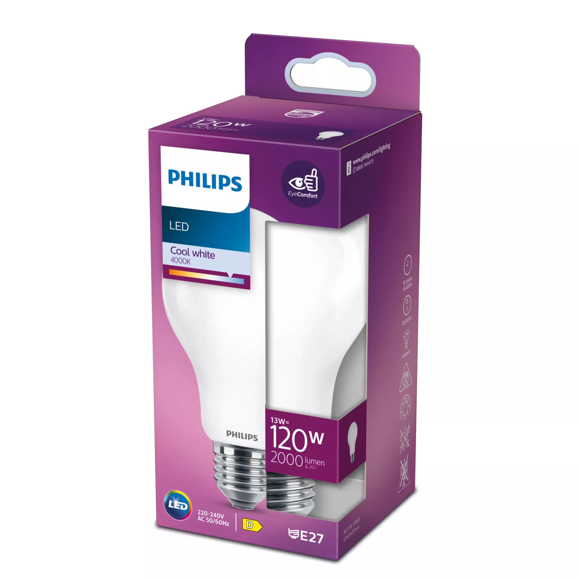 Philips Ampoule dépolie à filament 120 W A67 E27