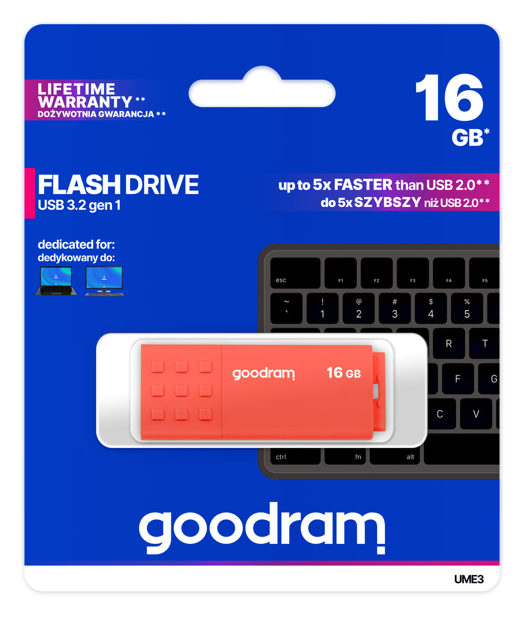 Goodram UME3 lecteur USB flash 16 Go USB Type-A 3.2 Gen 1 (3.1 Gen 1) Orange