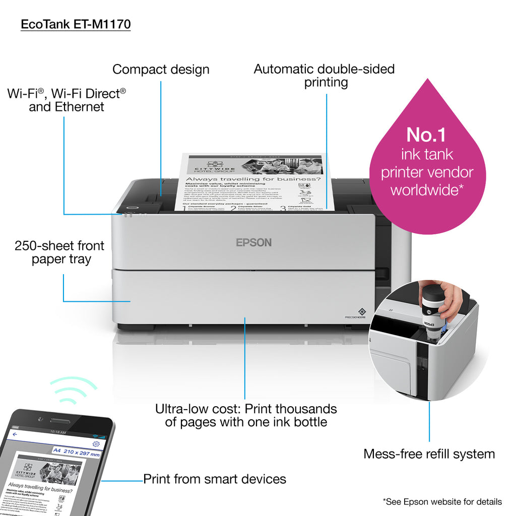 Epson EcoTank M1170 imprimante jets d'encres 1200 x 2400 DPI A4 Wifi