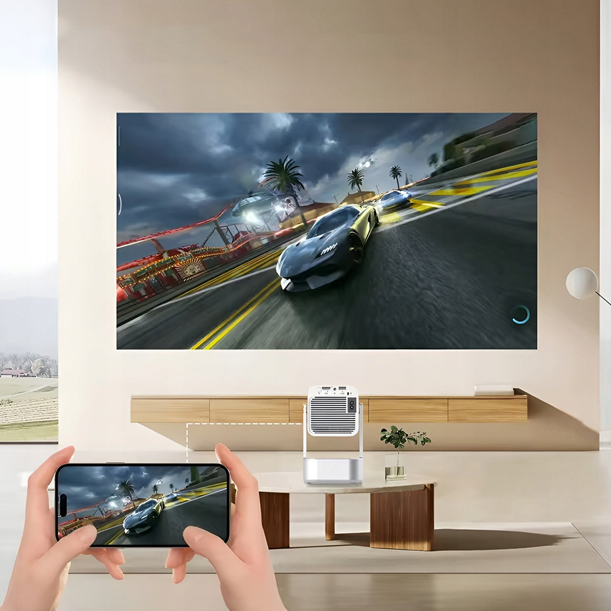 Mini-projecteur portable Android 13 avec Wi-Fi, projection à 360°, Full HD et 4K pour téléphone Zenwire IMC360