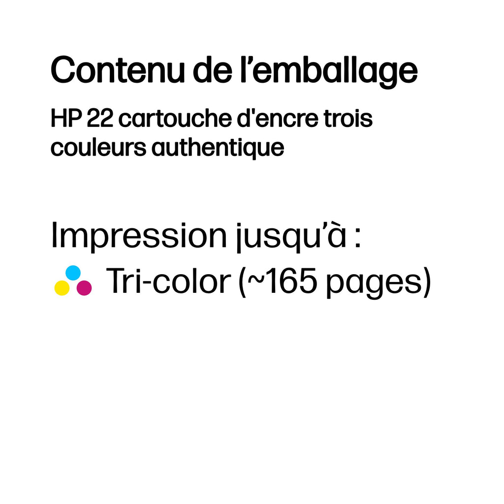 HP HP 22 cartouche d'encre trois couleurs authentique