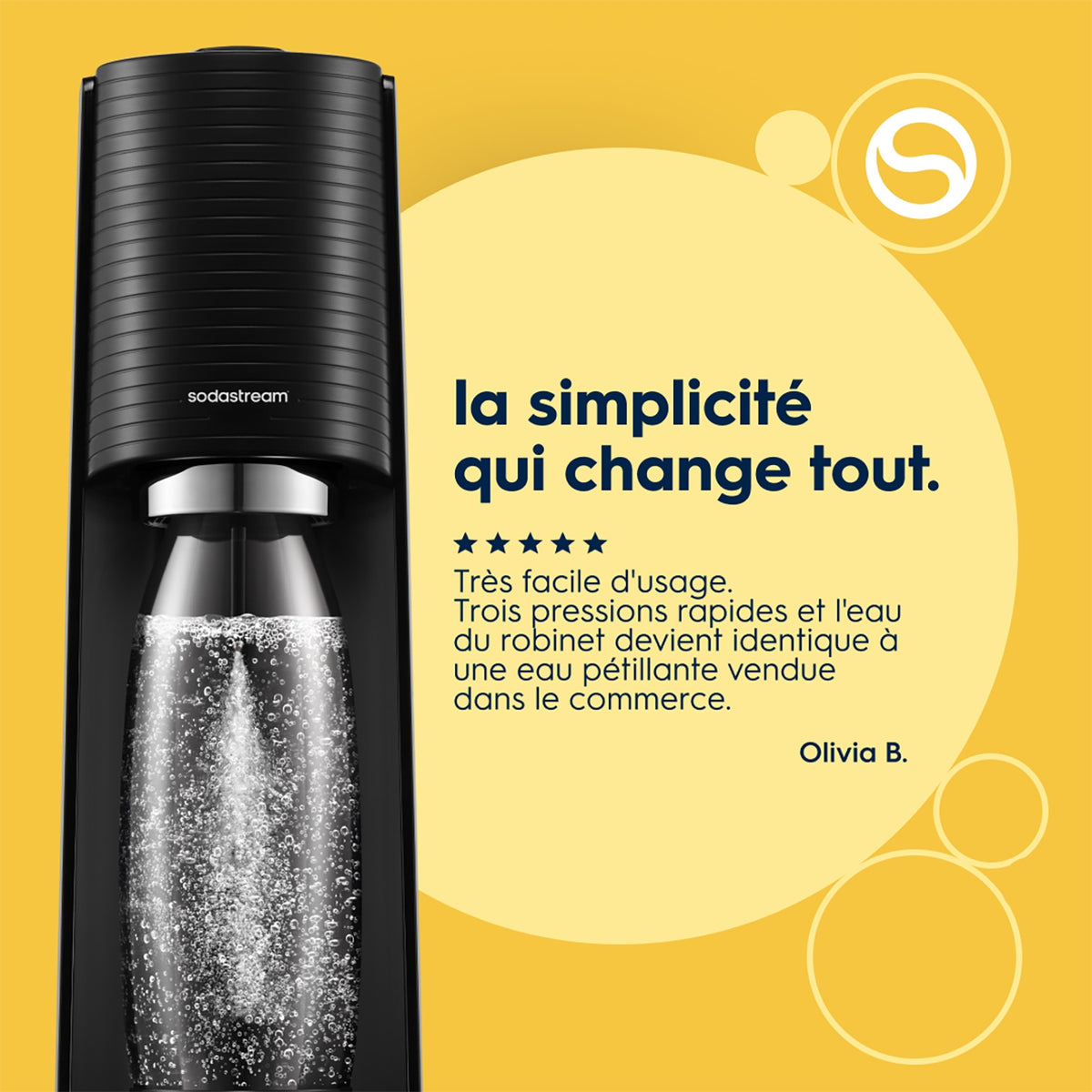 Sodastream Machine à eau pétillante TERRA + 1 bouteille 1L noire