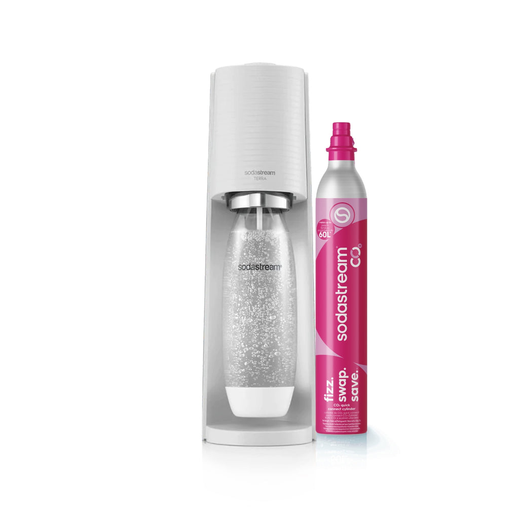Sodastream Machine à eau pétillante TERRA + 1 bouteille 1L blanche