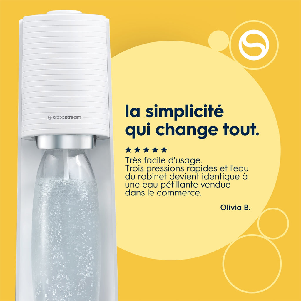 Sodastream Machine à eau pétillante TERRA + 1 bouteille 1L blanche