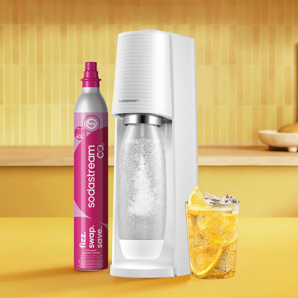 Sodastream Machine à eau pétillante TERRA + 1 bouteille 1L blanche