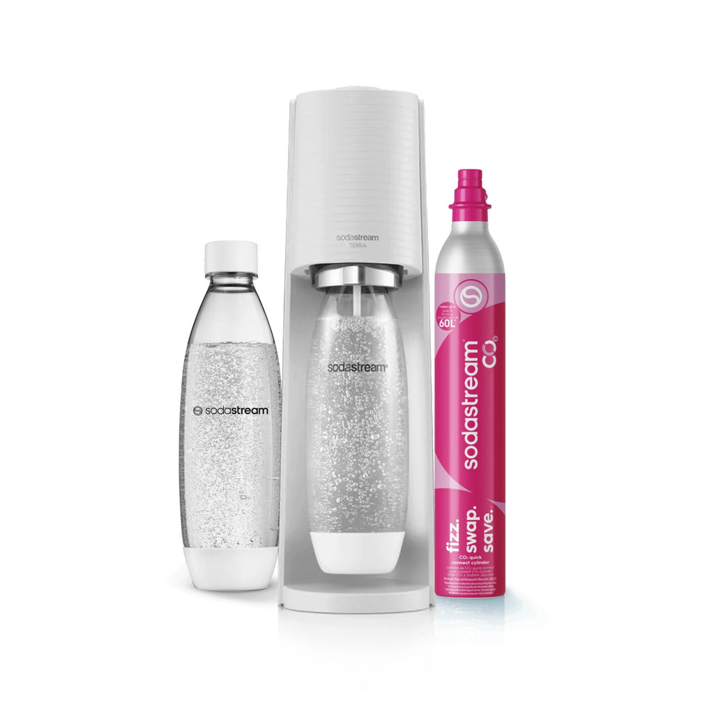 Sodastream Machine à eau pétillante TERRA + 1 bouteille 1L blanche