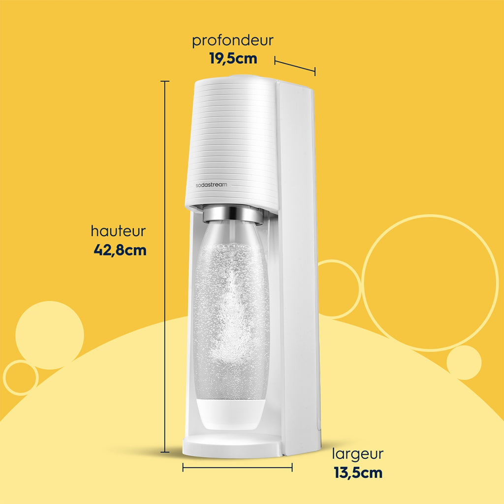 Sodastream Machine à eau pétillante TERRA + 1 bouteille 1L blanche