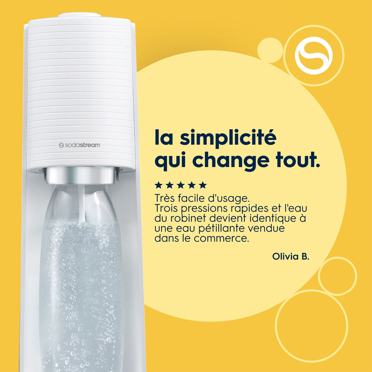 Sodastream Machine à eau pétillante TERRA + 1 bouteille 1L blanche
