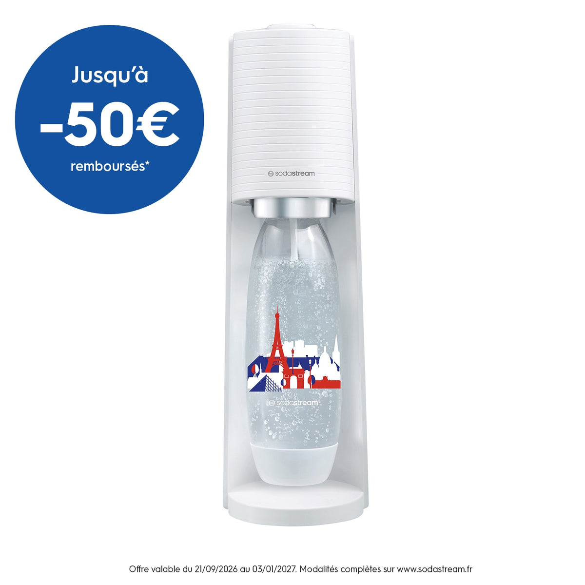 Sodastream Machine à eau pétillante Terra France avec 1 bouteille fuse 1L blanc