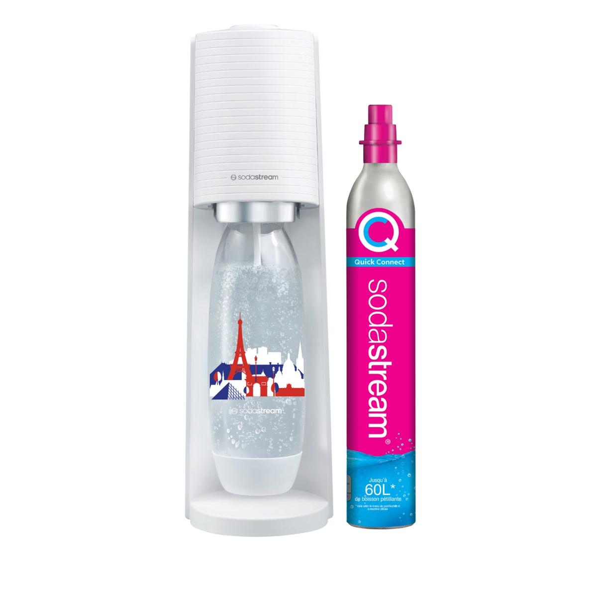 Sodastream Machine à eau pétillante Terra France avec 1 bouteille fuse 1L blanc