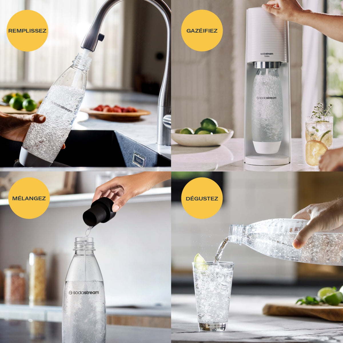 Sodastream Machine à eau pétillante Terra France avec 1 bouteille fuse 1L blanc