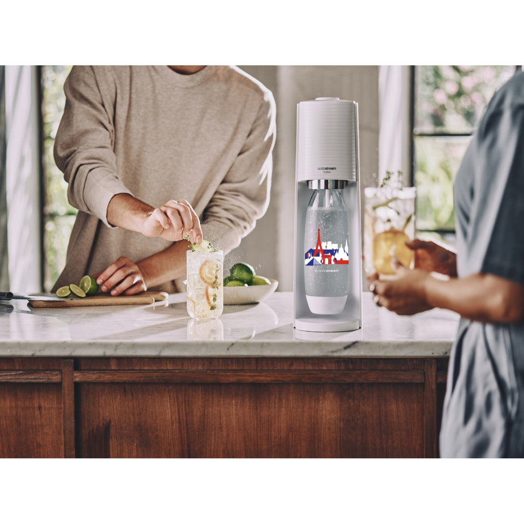 Sodastream Machine à eau pétillante Terra France avec 1 bouteille fuse 1L blanc