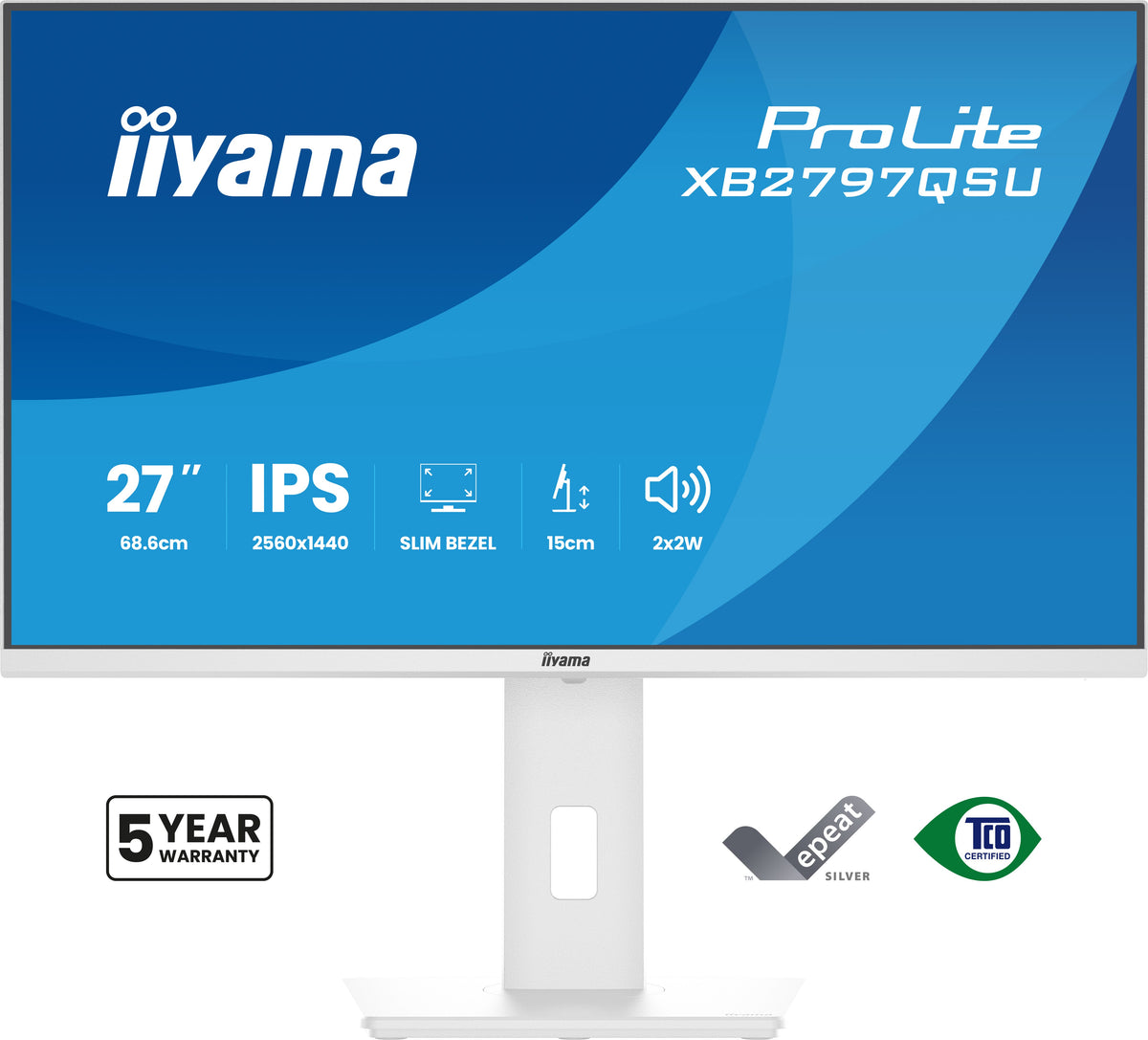 iiyama ProLite XB2797QSU-W1 Écran PC 27" Quad HD LED Blanc