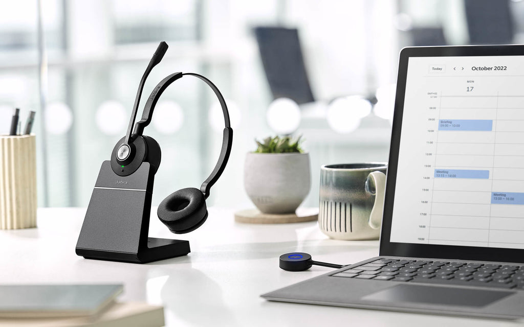 Jabra Engage 55 MS Stereo Casque Sans Fil pour Bureau et Centre d'appels, USB Type-A, Noir