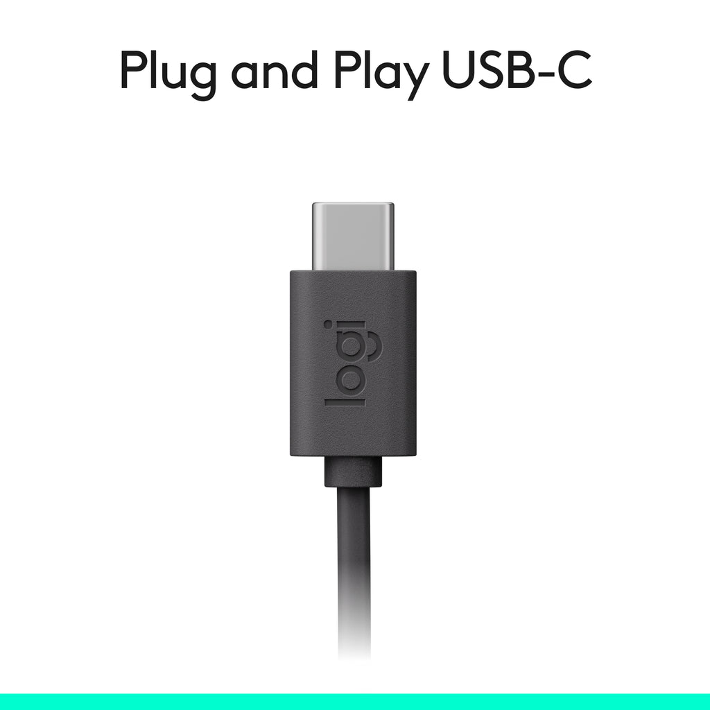 Logitech Auriculares con Cable H390 para PC/Portátil, Auriculares Estéreo con Micrófono con Supresión de Ruido, USB-C, Controles en línea, funciona con Chromebook