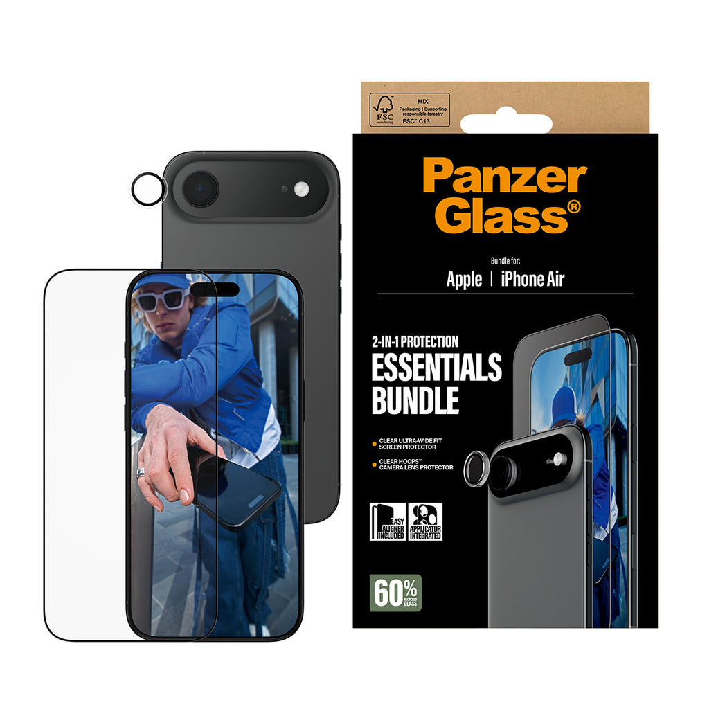 PanzerGlass PanzerGlass ® 2-in-1 Essentials Bundle iPhone Air Protection d'écran transparent Apple 1 pièce(s)
