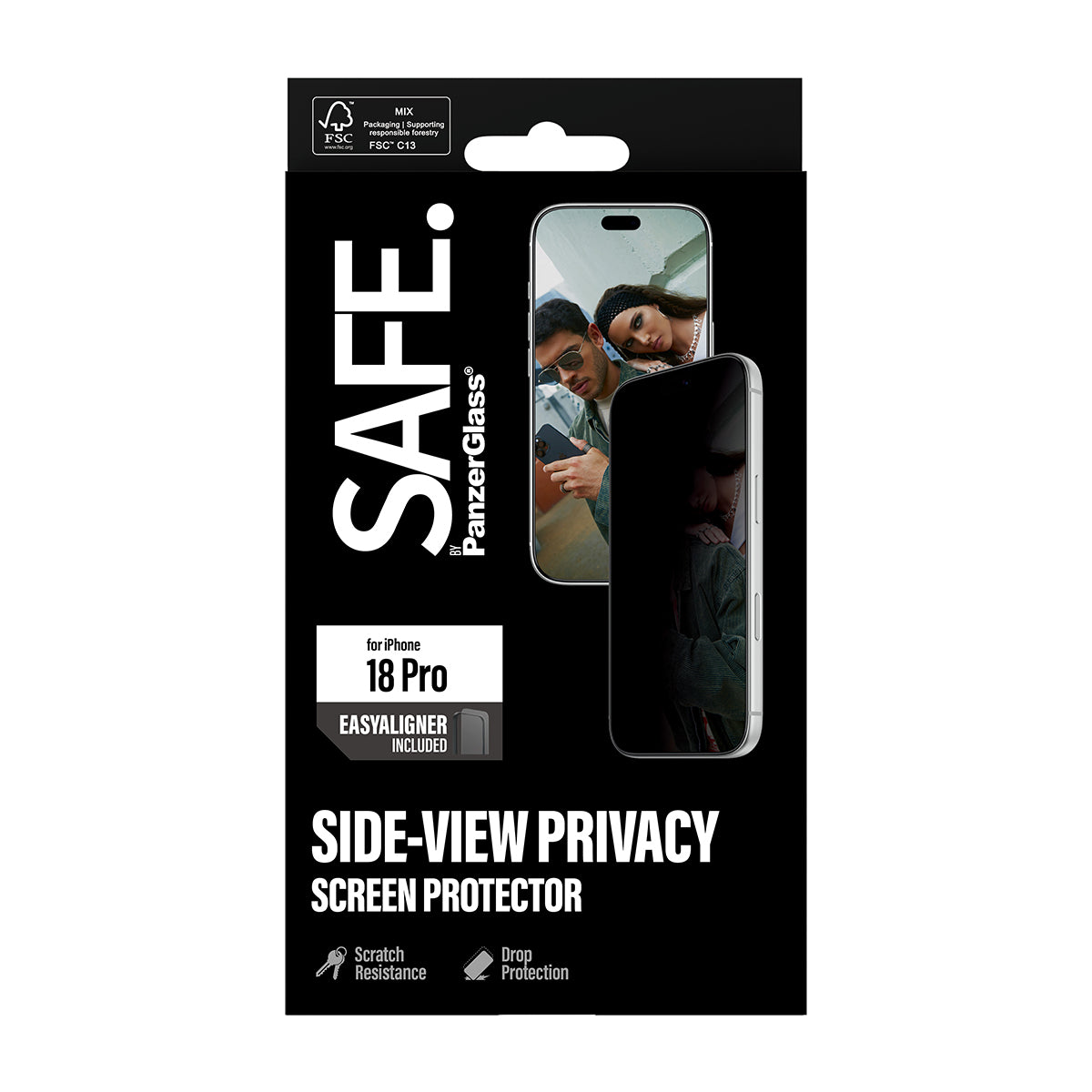 PanzerGlass SAFE. by ® Privacy Screen Protector iPhone 2026 Pro | Ultra-Wide Fit m. EasyAligner Protection d'écran trans