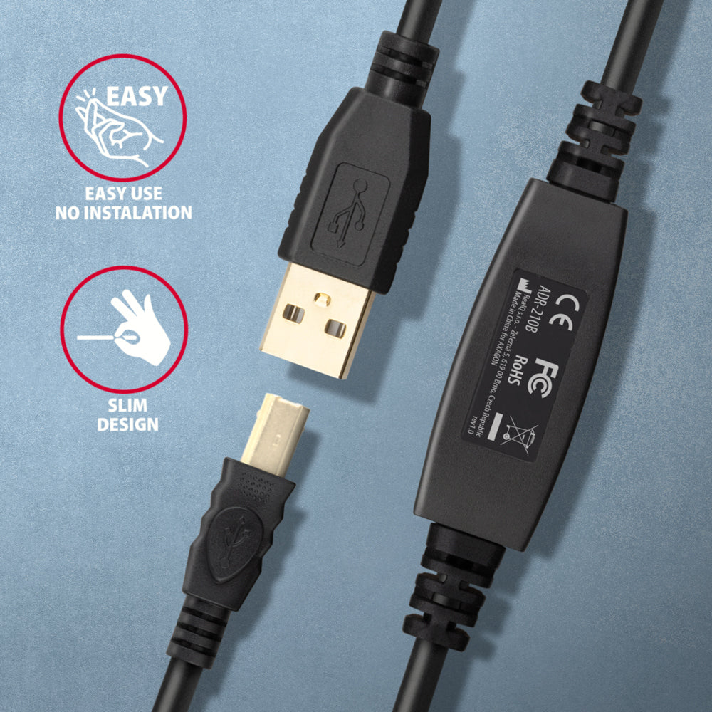 AXAGON USB 2.0 Printerkabel 10m Sort - vue 4