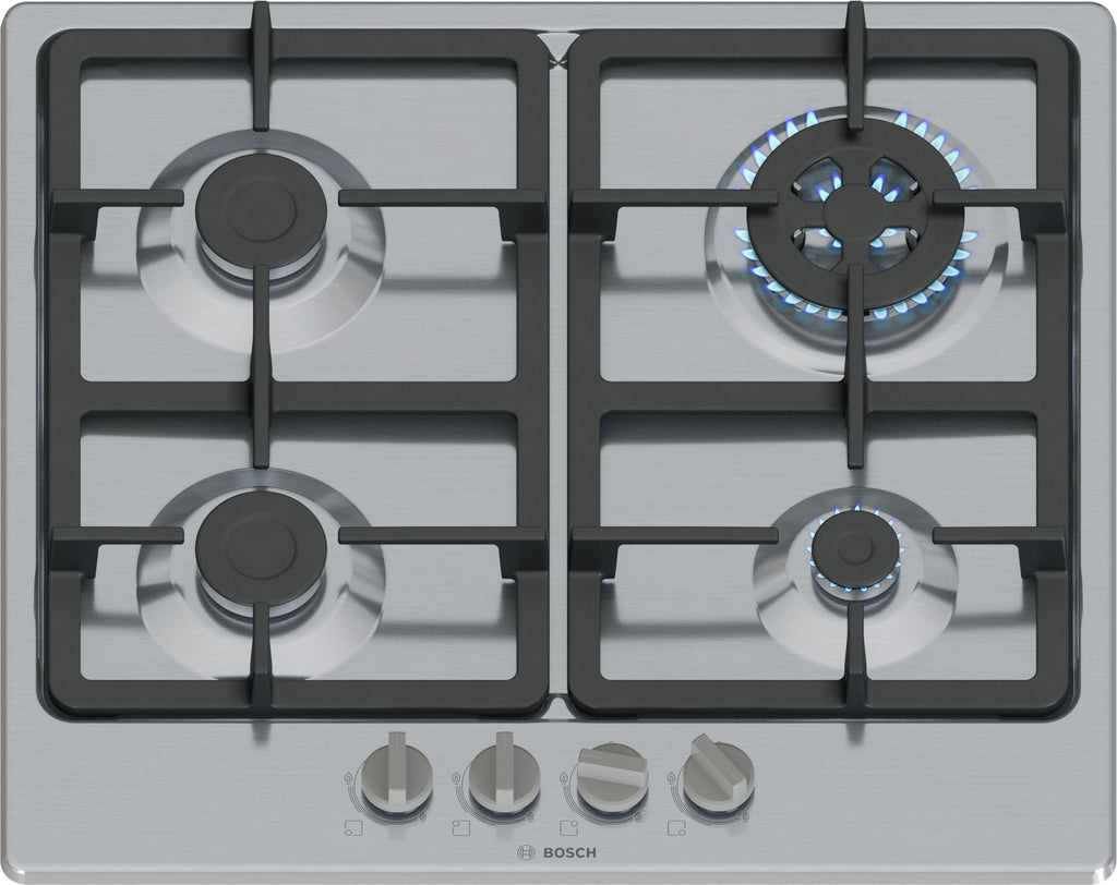 Bosch Bosch Serie 4 PGH6B5K90 plaque Acier inoxydable Intégré 60 cm Gaz 4 zone(s)