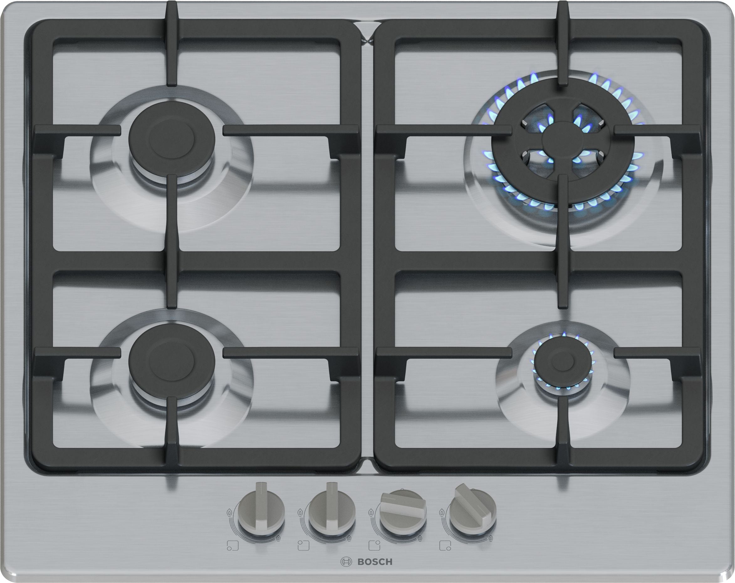 Bosch Bosch Serie 4 PGH6B5K90 plaque Acier inoxydable Intégré 60 cm Gaz 4 zone(s)
