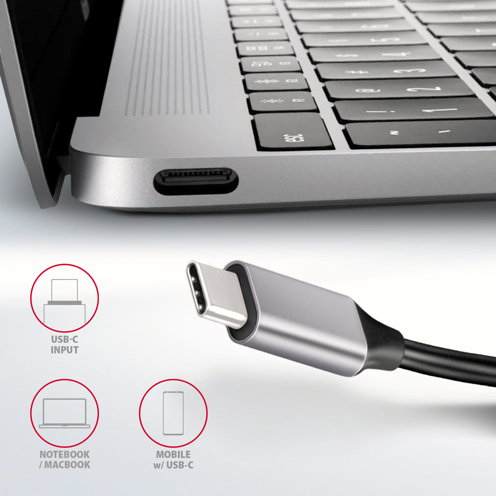 Axagon HMC-6H4A station d'accueil Avec fil USB 3.2 Gen 1 (3.1 Gen 1) Type-C Noir, Gris