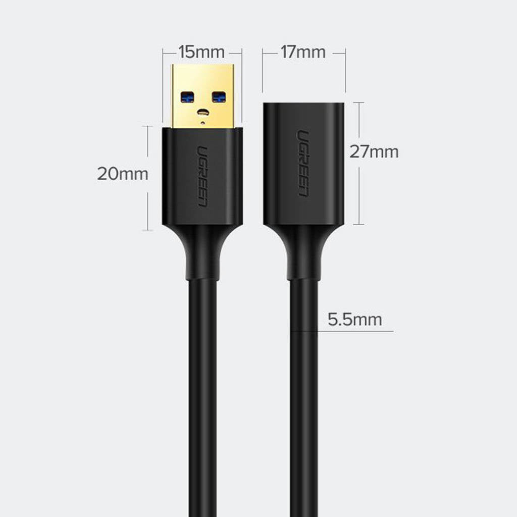 Ugreen US129 câble USB USB 3.2 Gen 1 (3.1 Gen 1) 0,5 m USB A 5 Gbit/s Noir