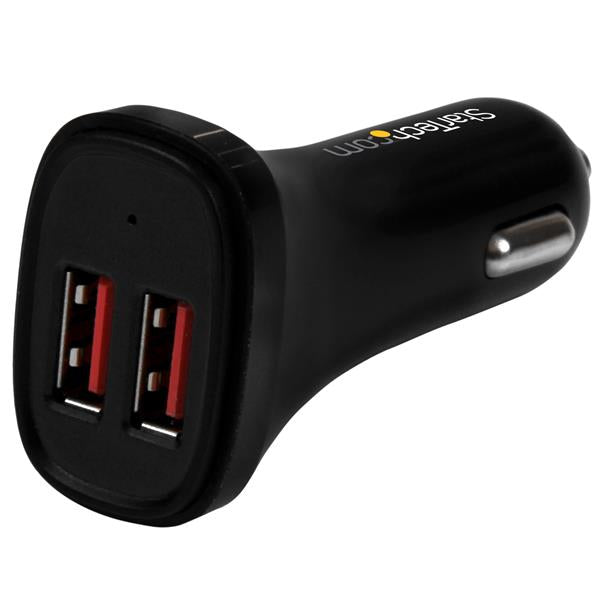 StarTech.com Chargeur de voiture USB à 2 ports, Haute puissance 24W / 4,8A, Noir