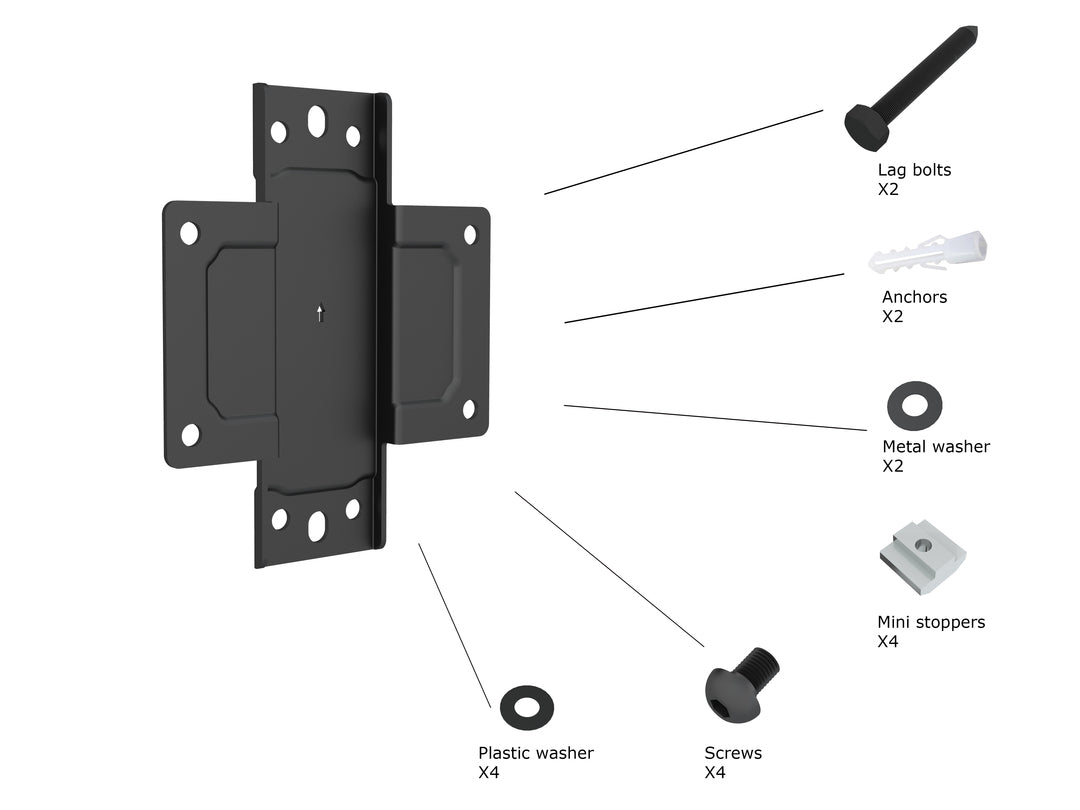 Accessoire de Montage de Moniteur Plaque Murale 4184, Acier Noir