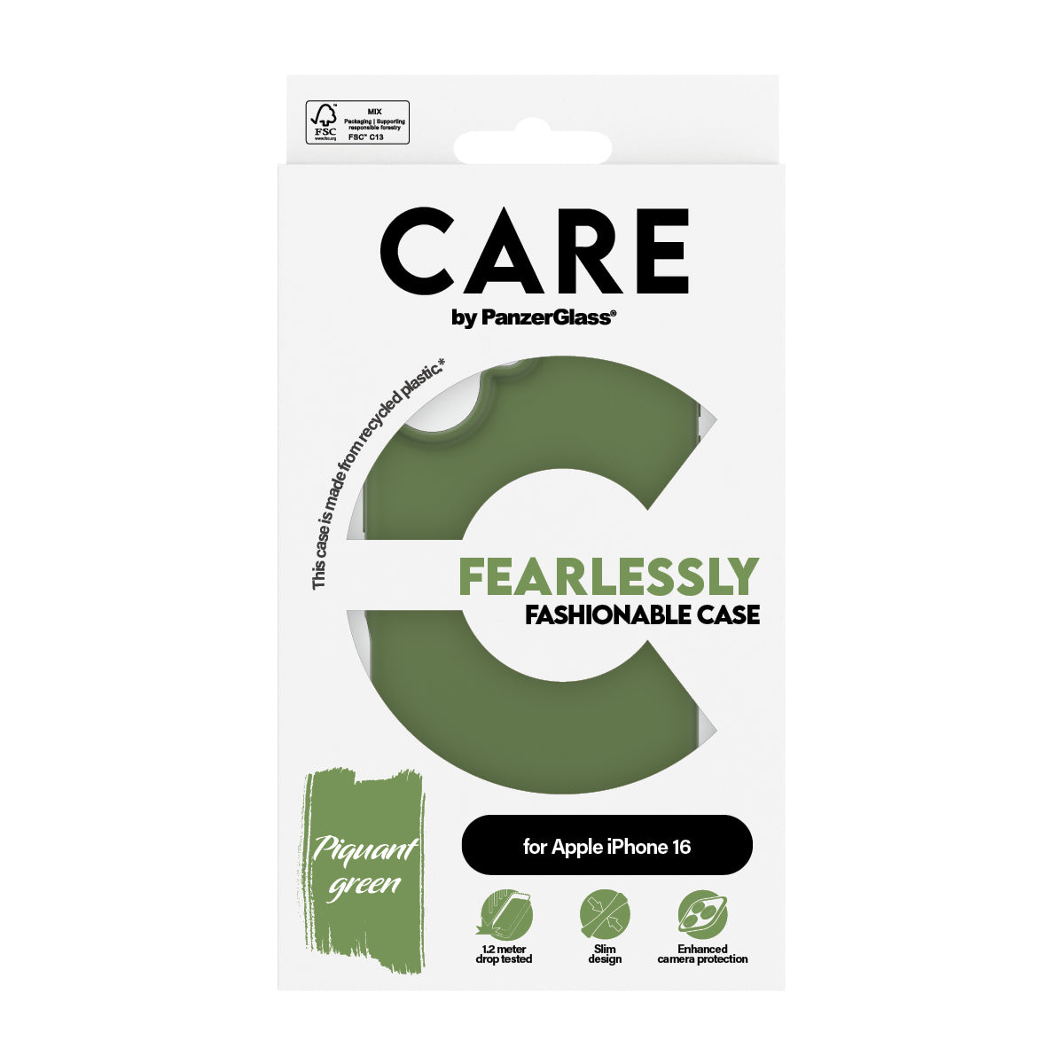 PanzerGlass CARE™ by ® Case Green iPhone 16 coque de protection pour téléphones portables Housse Vert