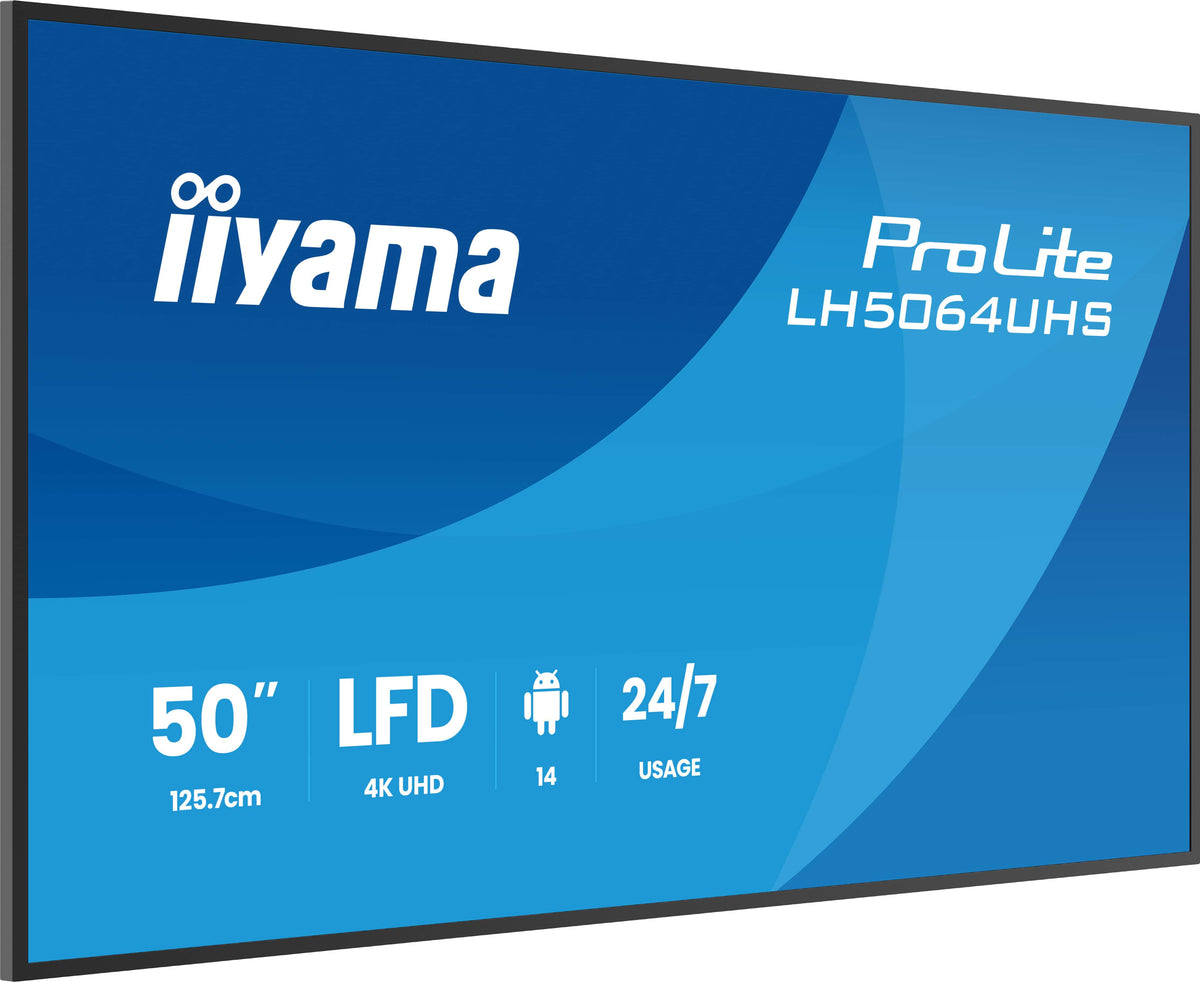 iiyama LH5064UHS-B1AG Écran d'affichage dynamique 50" 4K UHD Android WiFi 500 cd/m² Noir