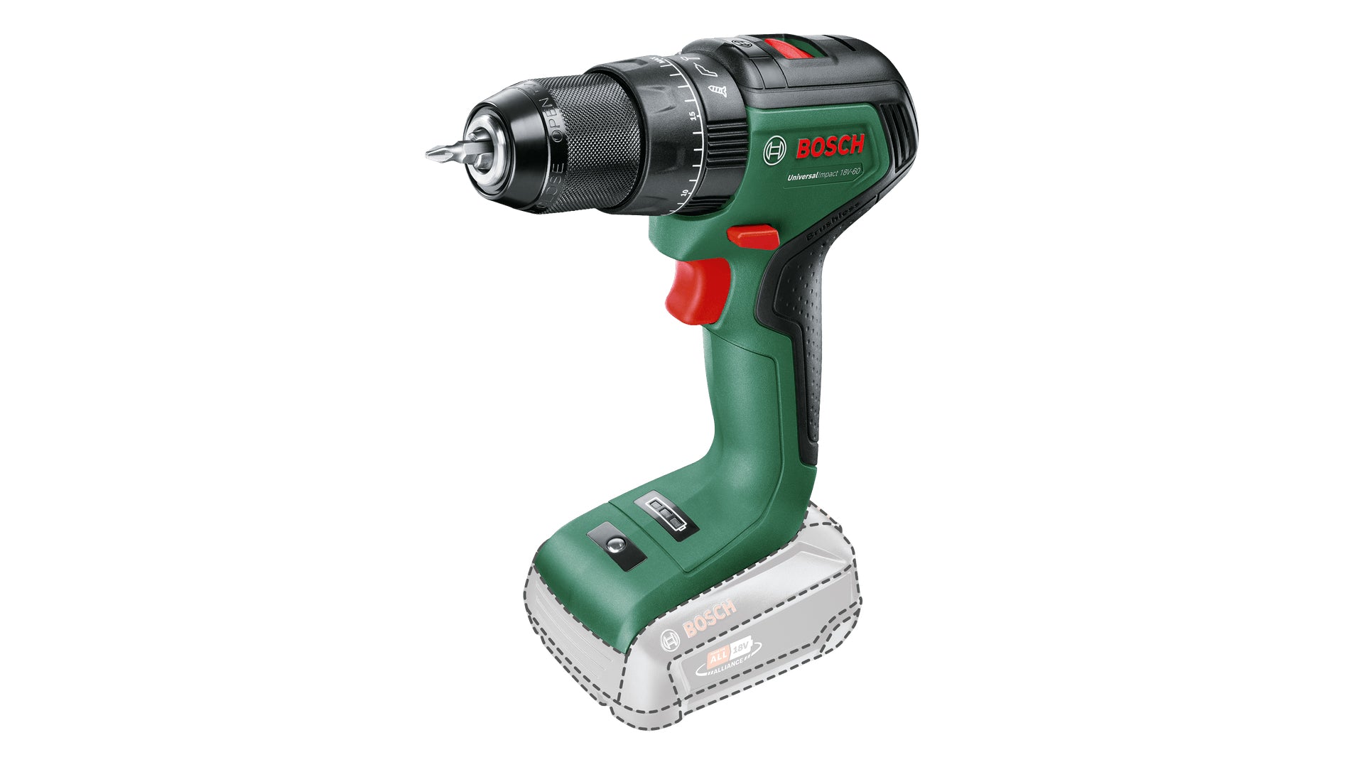 Bosch Bosch Universal Impact 18V-60 1900 tr/min Sans clé 1,3 kg Noir, Vert