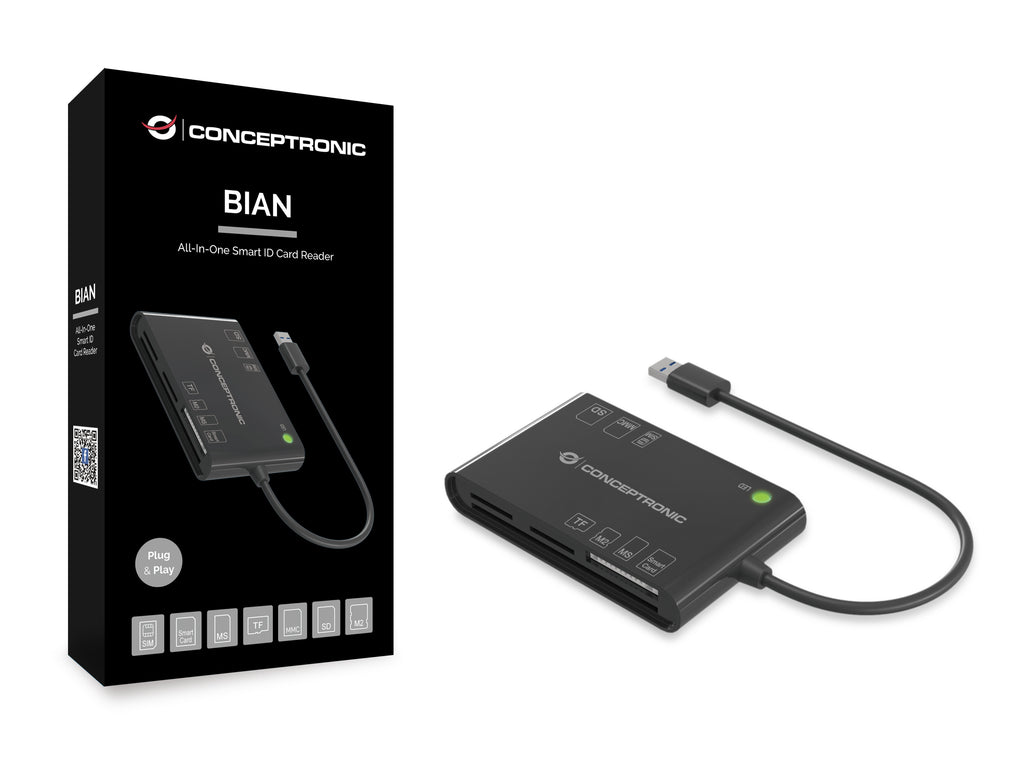 Conceptronic BIAN01B Lecteur de Cartes à Puce USB 3.2 Gen 1, Noir