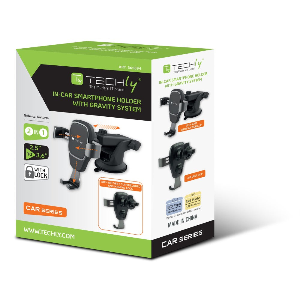 Techly I-SMART-GRAV support Support passif Mobile/smartphone Noir
