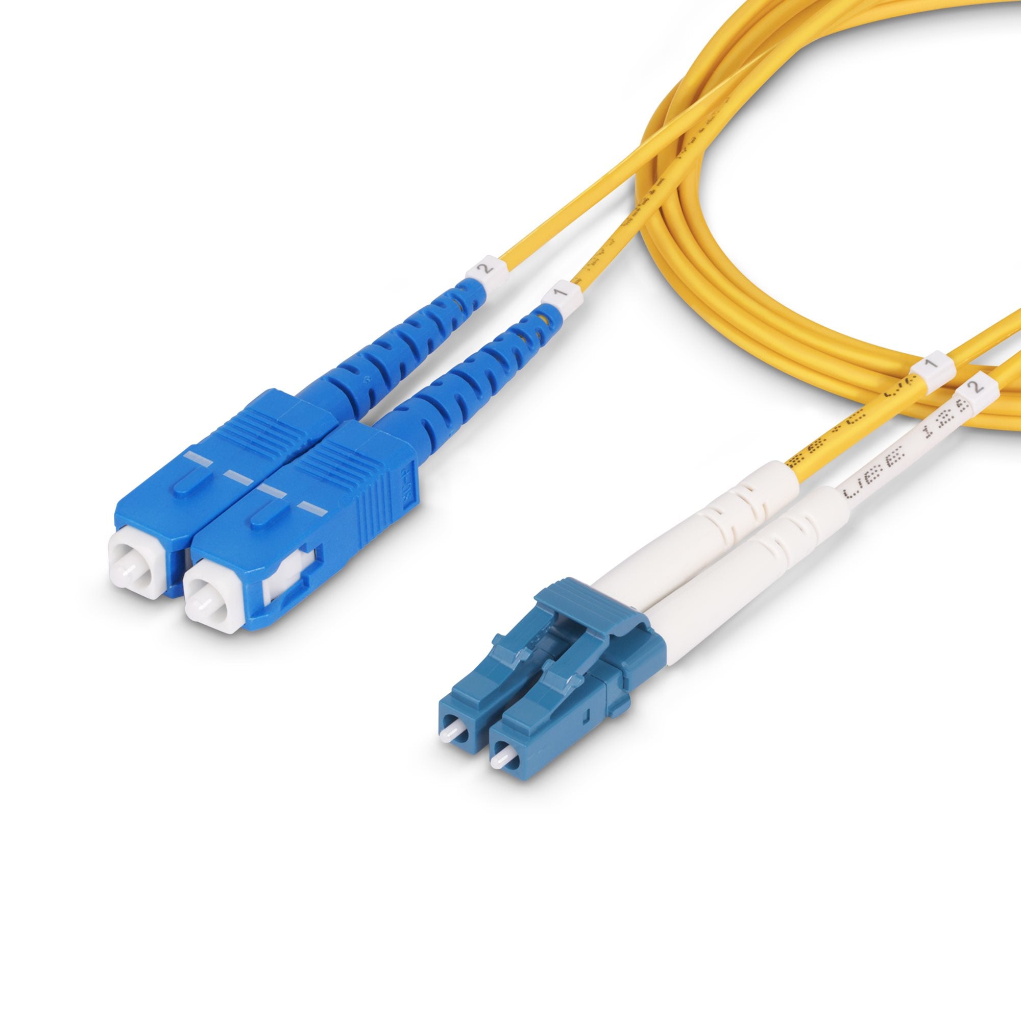 StarTech.com Câble Fibre Optique de 2m Duplex Monomode LC vers SC(UPC) OS2, 9/125µm, 100G, Cordon Fibre Optique, Insensible à la Courbure, Faible Perte d'Insertion, Cordon Patch Fibre LSZH