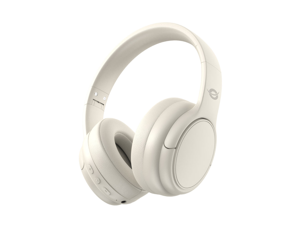 Conceptronic PARRIS03C Casque Bluetooth et Filaire, Arceau Pliable, Musique, Couleur Crème