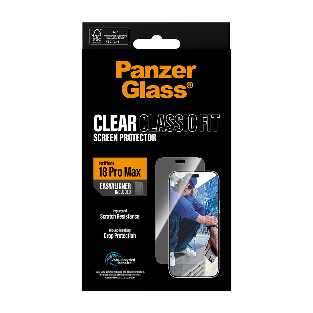 PanzerGlass ® Screen Protector iPhone 2026 Pro Max | Classic fit w. EasyAligner Protection d'écran transparent 1 pièce(s