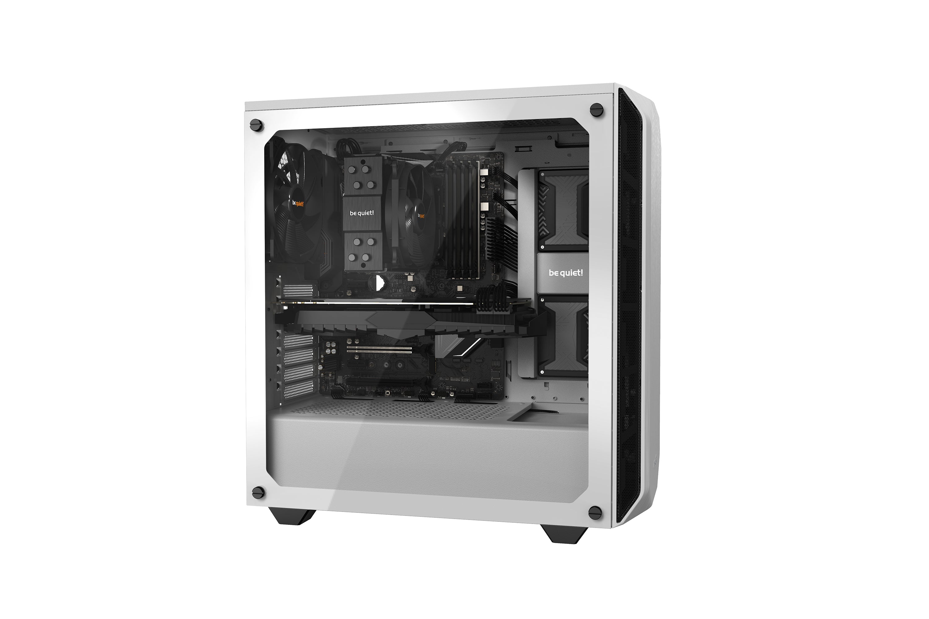 be quiet! Pure Base 500 blanc | Boîtier PC vitré, Mini ATX / Micro ATX / ATX, 2 ventilateurs Pure Wings 2 140 mm