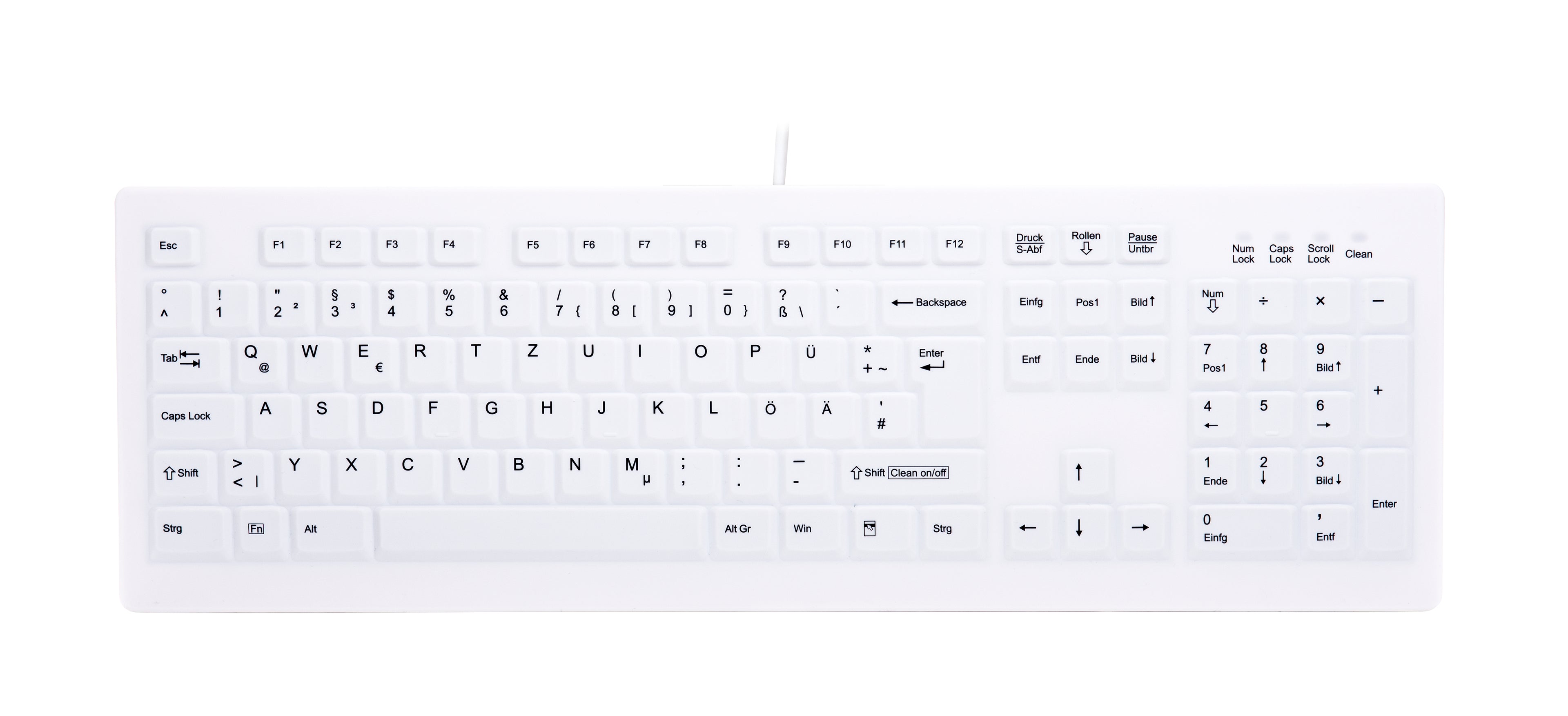 Contour Design Active Key AK-C8100F-U1-W/GE clavier Médical USB QWERTZ Allemand Blanc