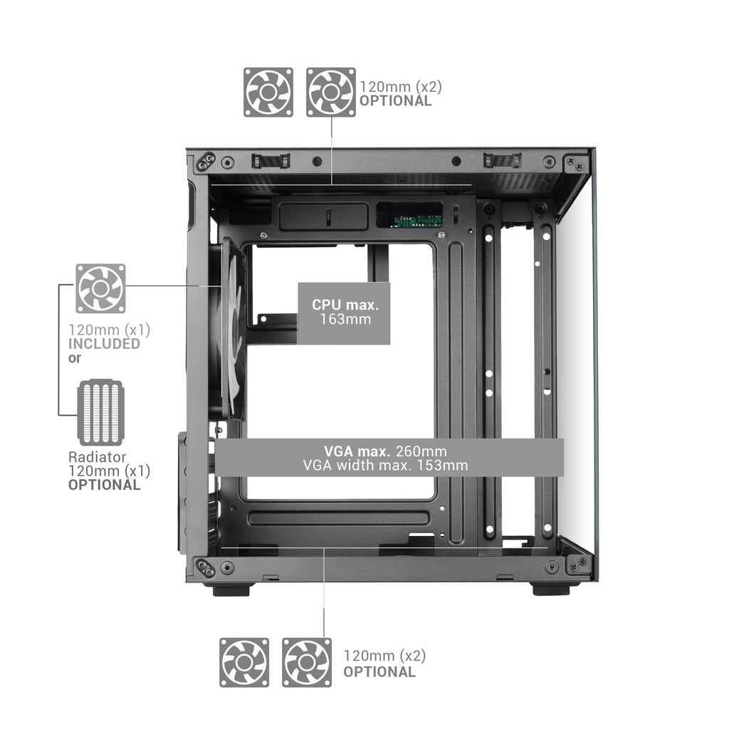 Mars Gaming MC-CUBE unité centrale Mini Tower Noir