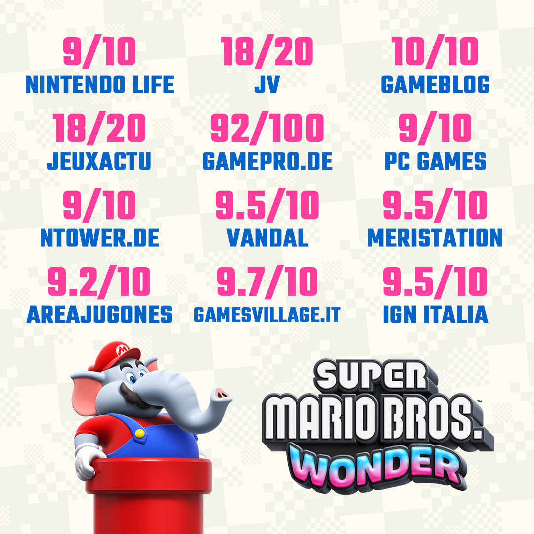 Nintendo Super Mario Bros. Wonder Standard Allemand, Néerlandais, Anglais, Espagnol, Français, Italien, Japonais, Coréen, Portugais, Russe Nintendo Switch
