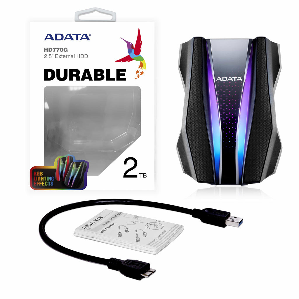 ADATA HD770G disque dur externe 2 To 2.5" 3.2 Gen 1 (3.1 Gen 1) Noir