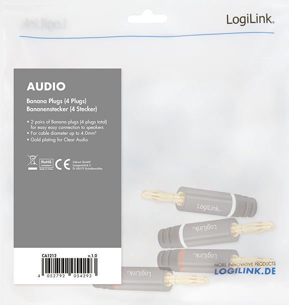 LogiLink CA1212 connecteur de fils Banana Gris