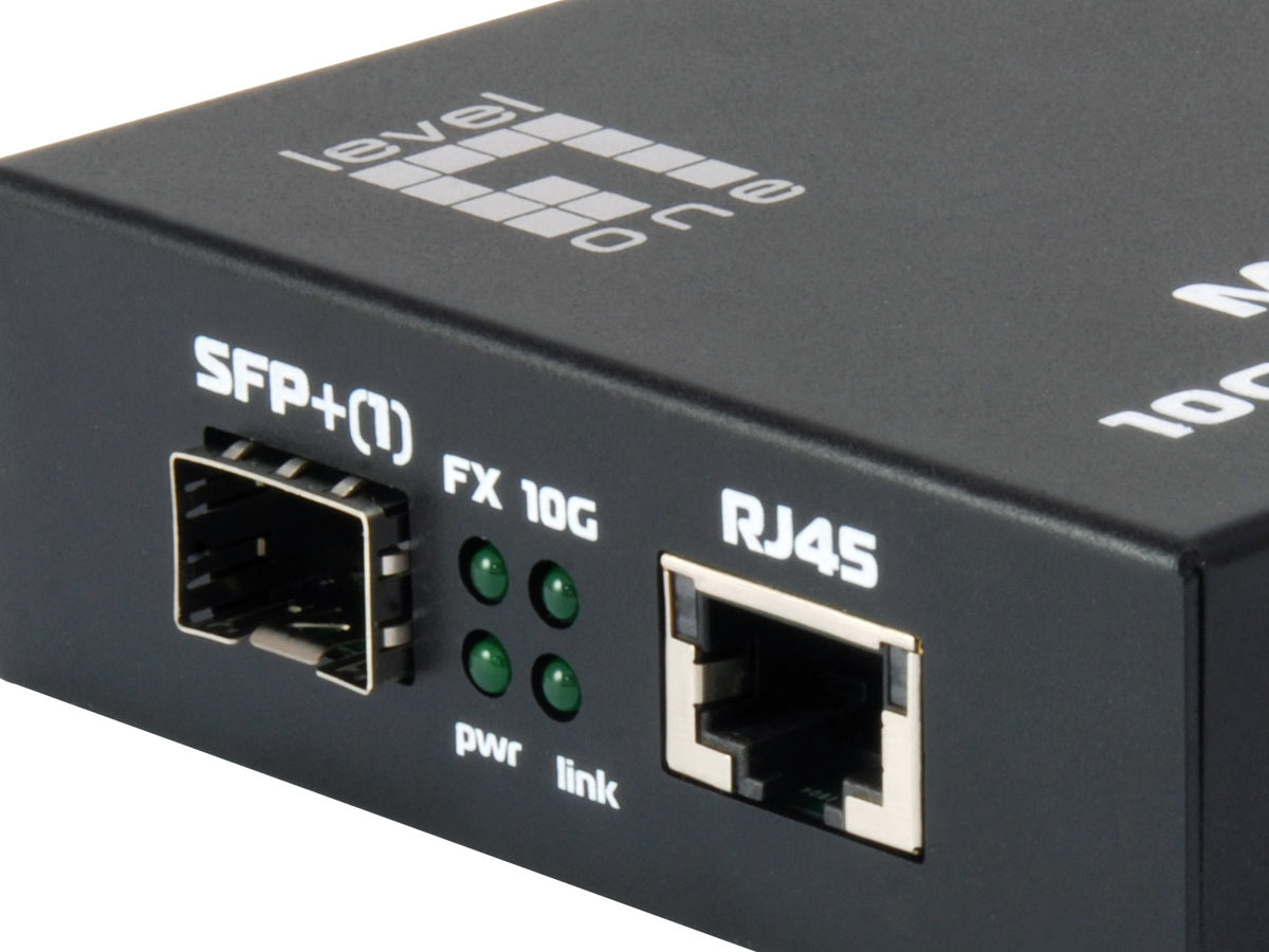 LevelOne GVT-0500 Convertisseur de Support Réseau 10000 Mbit/s, Noir
