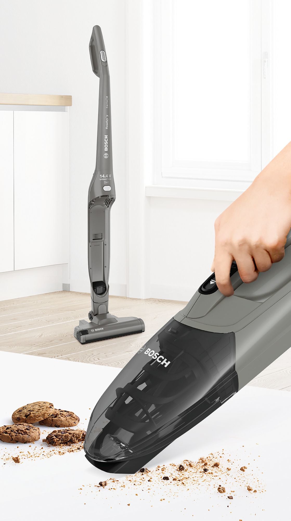 Bosch Bosch Serie 2 BBHF214G aspirateur balai et balai électrique Aspirateur-balai 2 en 1 Batterie Sec Sans sac Gris