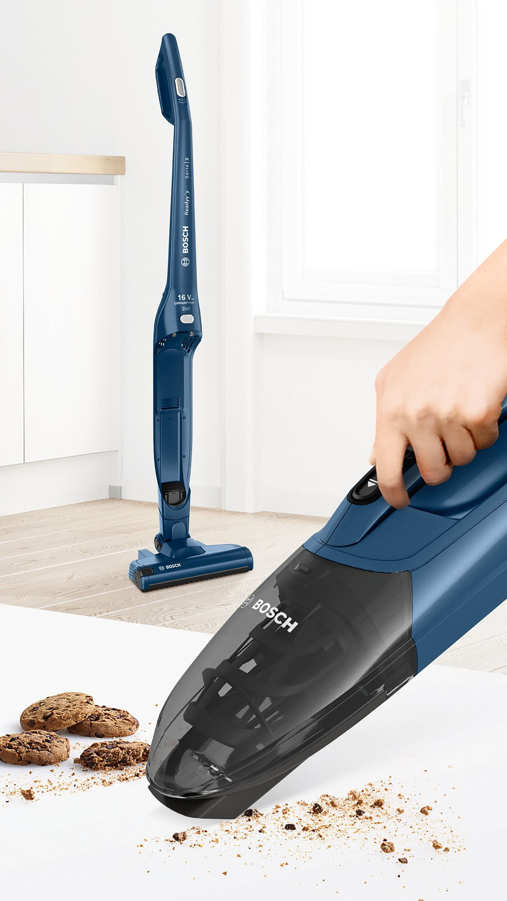 Bosch Bosch Serie 2 BBHF216 aspirateur balai et balai électrique Aspirateur-balai 2 en 1 Batterie Sec Sans sac Bleu